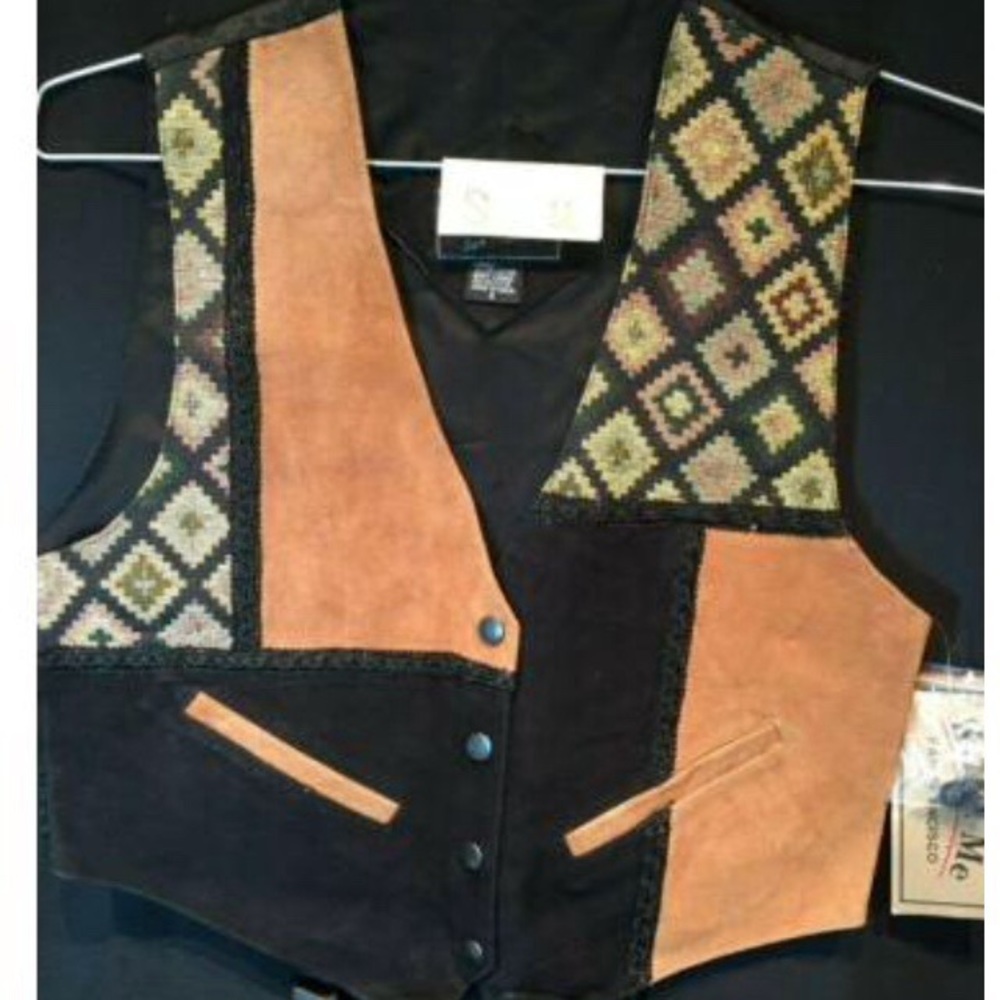Leather vest handmade NEW with tag • vintage